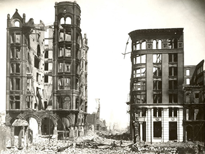 Pacific Mutual's building survived the initial quake but was destroyed when fire later swept the city. 
